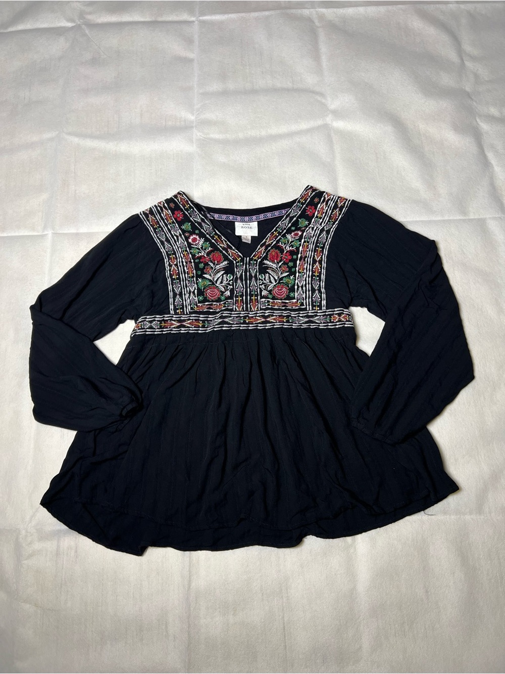 Knox rose Black floral embroidered blouse